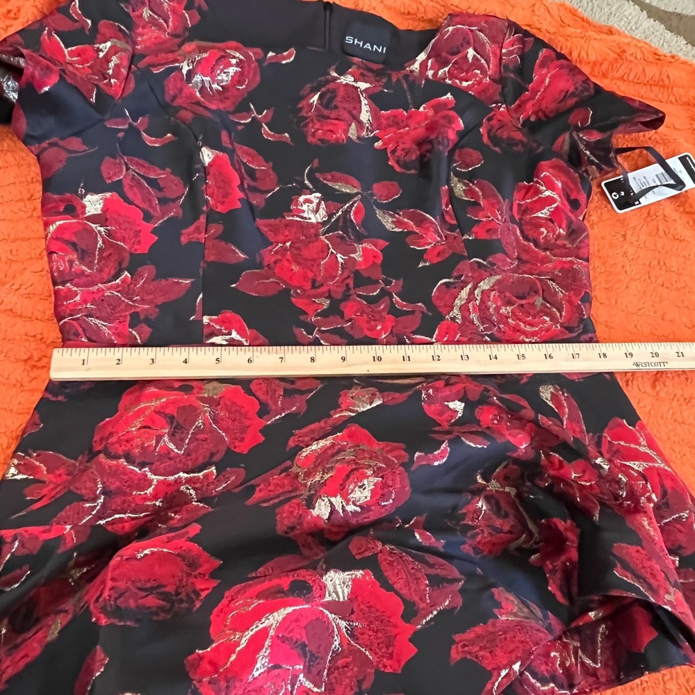New Shani Women's Jacquard Boat Neck Tiered Dress size 16 Fit and Flare Regency - Picture 11 of 16